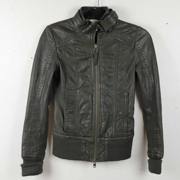 Artizia x Mackage Dark Olive Green Leather Jacket - Picture 1 of 5